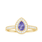 Rosec Jewels-Natural Pear Cut Tanzanite Teardrop Engagement Ring with Diamond Halo