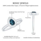 5X7MM Pear Shaped London Blue Topaz Engagement Ring with Real Diamond Halo AAA - Rosec Jewels