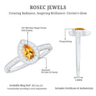 Natural 5X7mm Pear Shape Citrine Engagement Ring with Diamond Halo AAA - Rosec Jewels