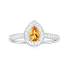 Natural 5X7mm Pear Shape Citrine Engagement Ring with Diamond Halo AAA - Rosec Jewels
