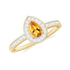 Natural 5X7mm Pear Shape Citrine Engagement Ring with Diamond Halo AAA - Rosec Jewels