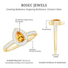 Natural 5X7mm Pear Shape Citrine Engagement Ring with Diamond Halo AAA - Rosec Jewels
