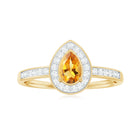 Natural 5X7mm Pear Shape Citrine Engagement Ring with Diamond Halo AAA - Rosec Jewels