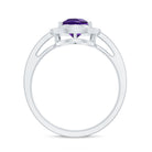 Real 1 Carat Amethyst Pear Shaped Engagement Ring with Diamond Halo AAA - Rosec Jewels