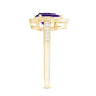 Real 1 Carat Amethyst Pear Shaped Engagement Ring with Diamond Halo AAA - Rosec Jewels