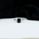 Certified 6X8MM Emerald Cut Black Onyx Engagement Ring with Diamonds AAA - Rosec Jewels