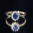 Natural 1 Carat Blue Sapphire Princess Diana Inspired Engagement Ring with Diamonds AAA - Rosec Jewels