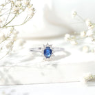 Rosec Jewels-Natural 1 Carat Blue Sapphire Princess Diana Inspired Engagement Ring with Diamonds