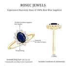 Rosec Jewels-Natural 1 Carat Blue Sapphire Princess Diana Inspired Engagement Ring with Diamonds