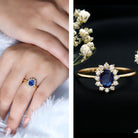 Rosec Jewels-Natural 1 Carat Blue Sapphire Princess Diana Inspired Engagement Ring with Diamonds