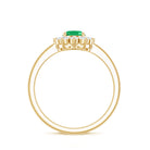 Rosec Jewels-Natural 5X7mm Emerald Oval Engagement Ring with Diamond Halo