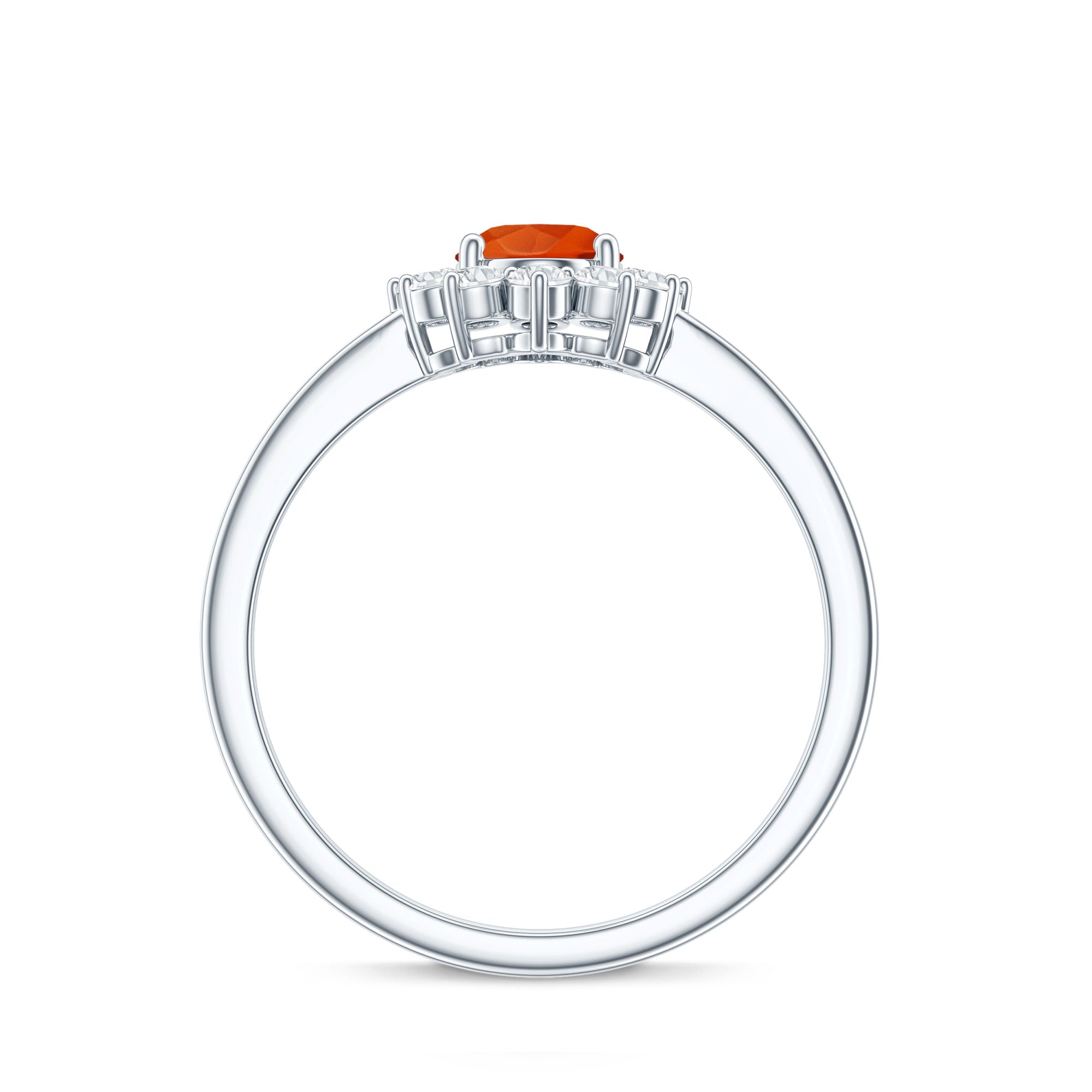 Rosec Jewels-1 CT Princess Diana Inspired Fire Opal and Diamond Engagement Ring