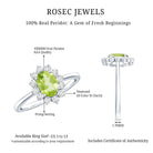 Real 1 Carat Peridot Oval Engagement Ring with Diamond Halo AAA - Rosec Jewels