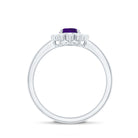 Rosec Jewels-1.5 CT Princess Diana Inspired Amethyst Engagement Ring Diamond Halo