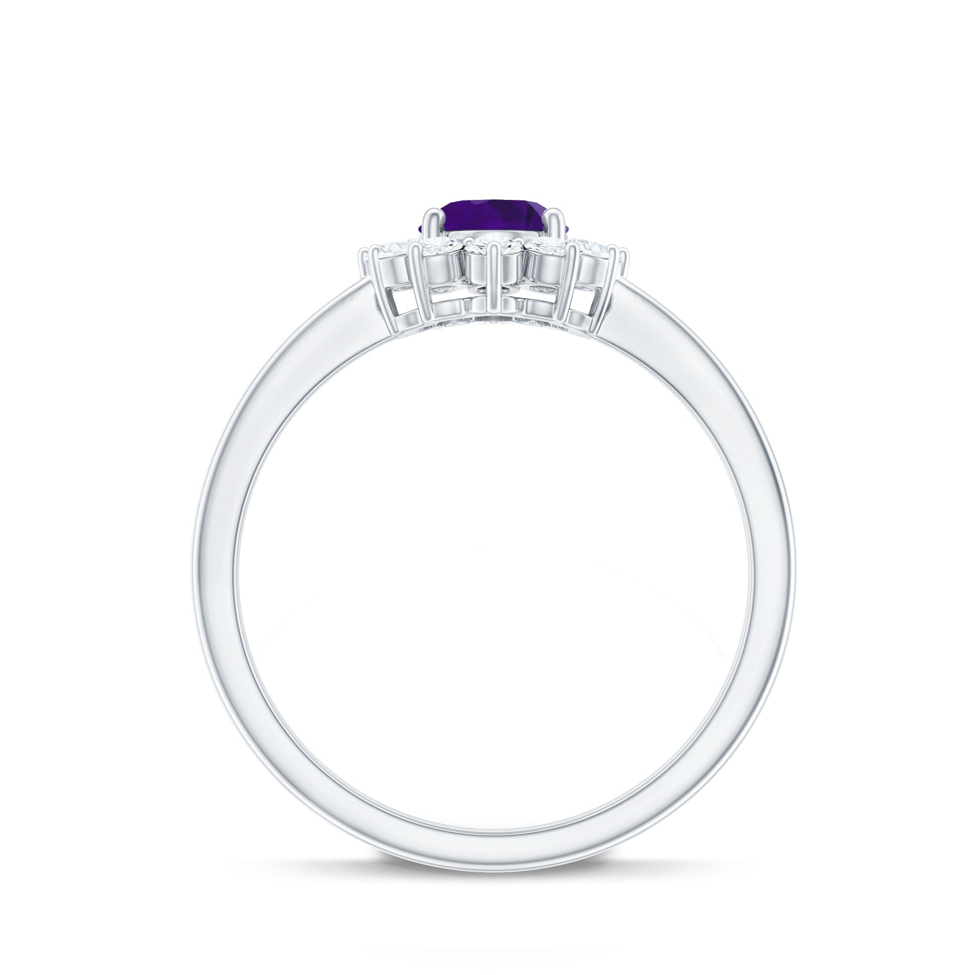 Rosec Jewels-1.5 CT Princess Diana Inspired Amethyst Engagement Ring Diamond Halo