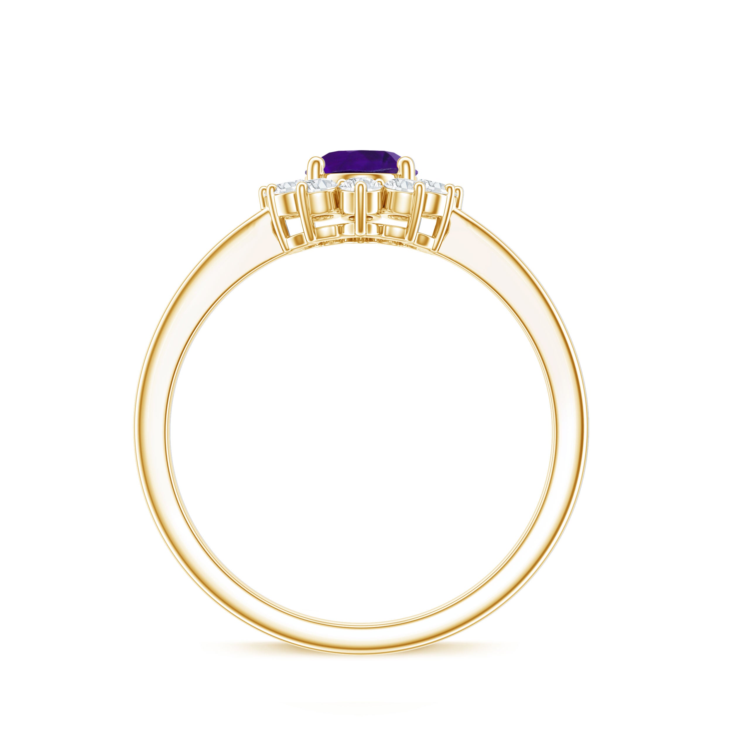 1.5 CT Princess Diana Inspired Amethyst Engagement Ring Diamond Halo AAA - Rosec Jewels