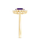 Rosec Jewels-1.5 CT Princess Diana Inspired Amethyst Engagement Ring Diamond Halo