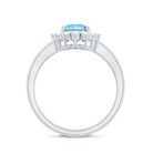 Rosec Jewels-Natural 1 Carat Aquamarine Oval Engagement Ring with Diamond Halo
