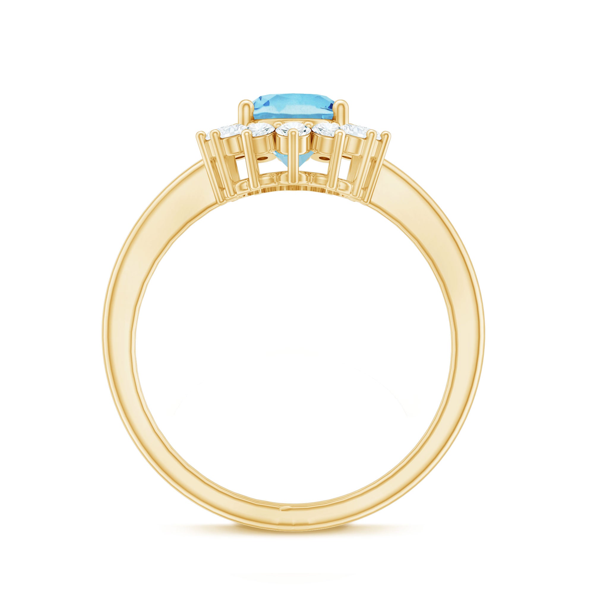 Rosec Jewels-Natural 1 Carat Aquamarine Oval Engagement Ring with Diamond Halo