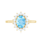 Rosec Jewels-Natural 1 Carat Aquamarine Oval Engagement Ring with Diamond Halo