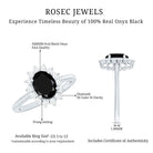 Rosec Jewels-Oval Cut Real Black Onyx and Diamond Halo Engagement Ring
