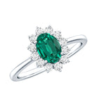 Lab Created Emerald Princess Diana Inspired Engagement Ring with Diamond AAAA - Rosec Jewels