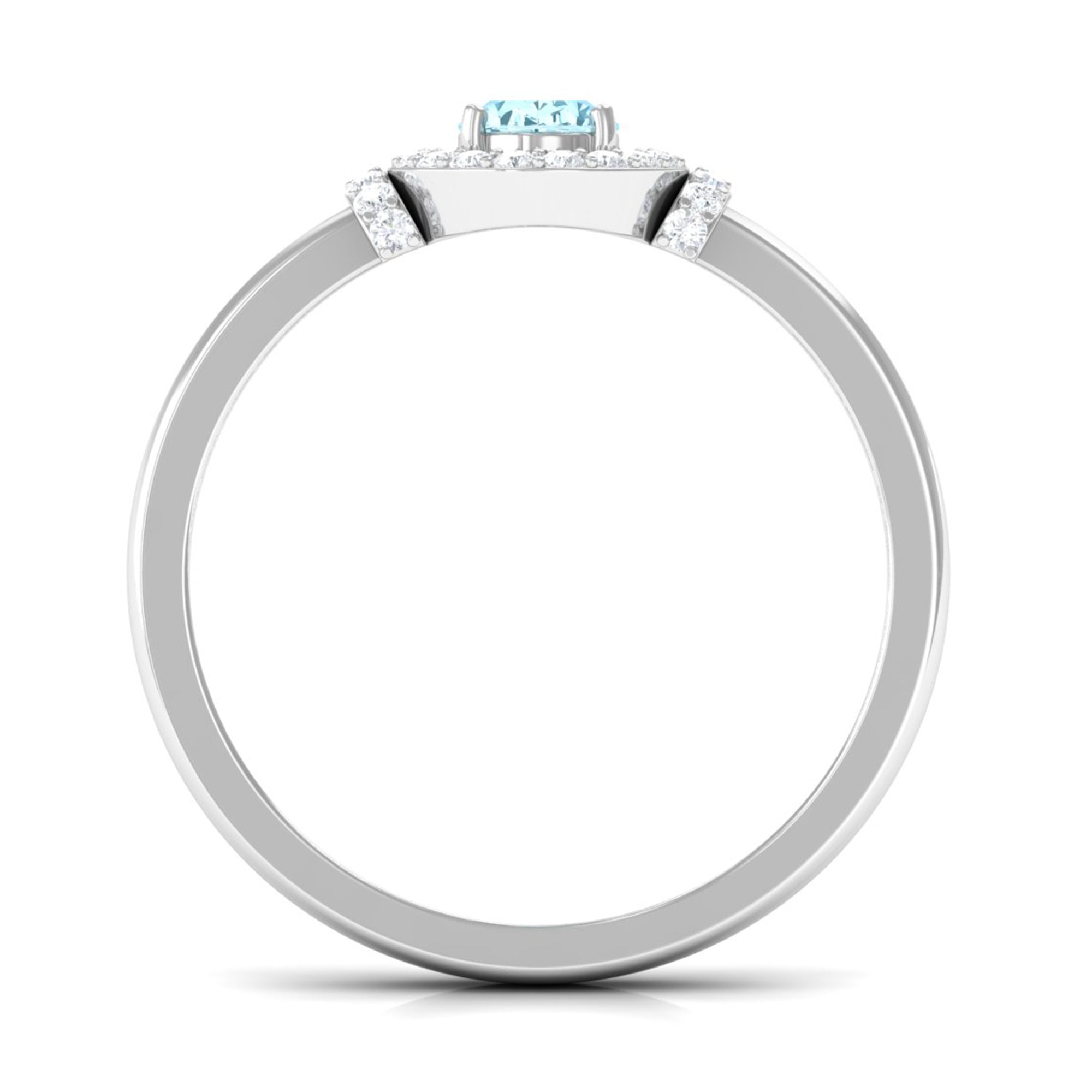 Rosec Jewels-0.50 CT Aquamarine Halo Engagement Ring with Diamond