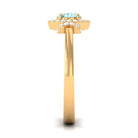 0.50 CT Aquamarine Halo Engagement Ring with Diamond AAA - Rosec Jewels