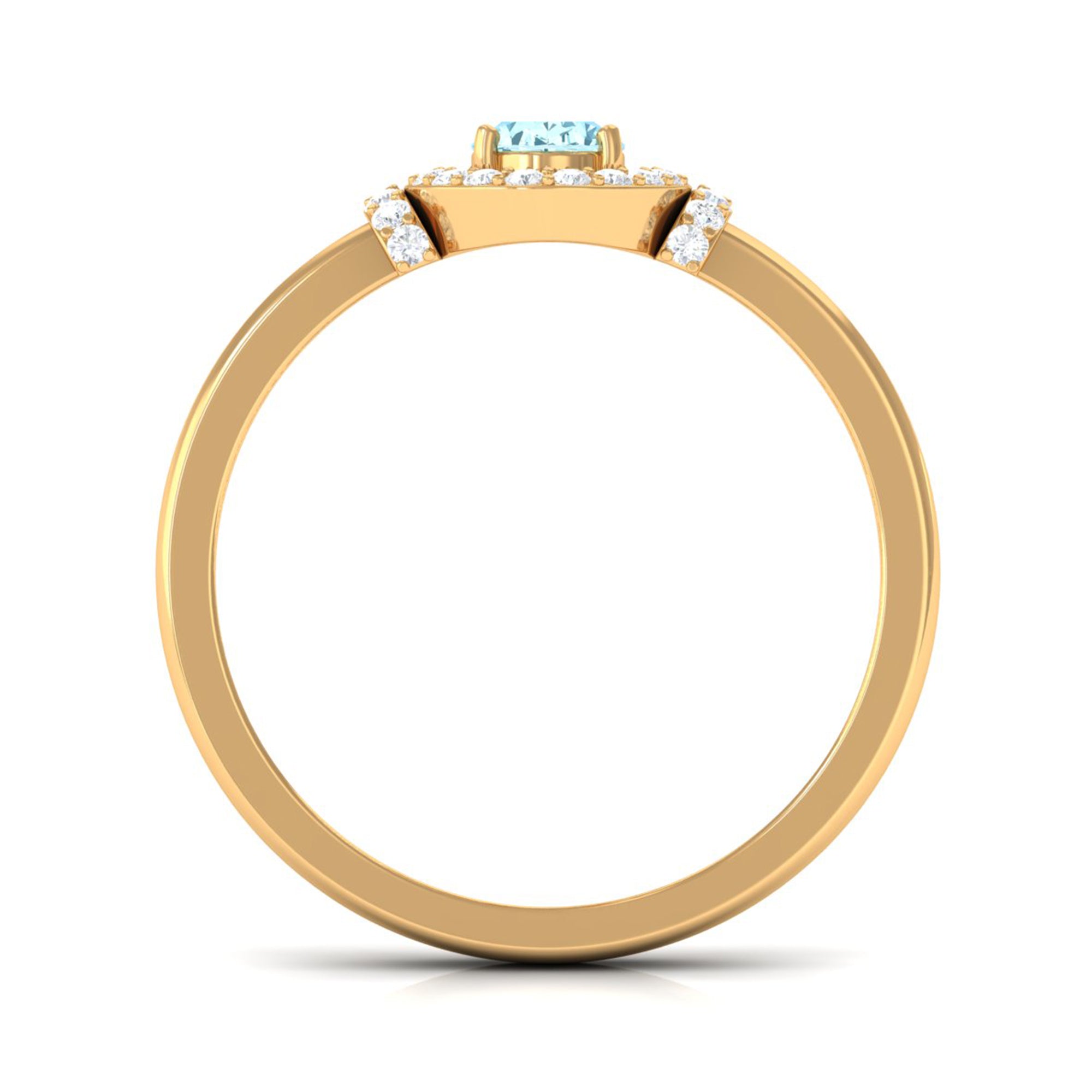Rosec Jewels-0.50 CT Aquamarine Halo Engagement Ring with Diamond