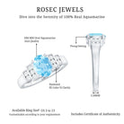 Rosec Jewels-Real 6X8mm Aquamarine Statement Engagement Ring with Diamond