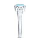 Rosec Jewels-Real 6X8mm Aquamarine Statement Engagement Ring with Diamond