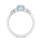 Rosec Jewels-Real 6X8mm Aquamarine Statement Engagement Ring with Diamond