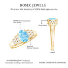 Rosec Jewels-Real 6X8mm Aquamarine Statement Engagement Ring with Diamond