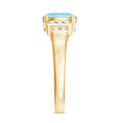 Rosec Jewels-Real 6X8mm Aquamarine Statement Engagement Ring with Diamond