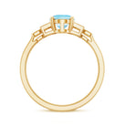 Rosec Jewels-Real 6X8mm Aquamarine Statement Engagement Ring with Diamond