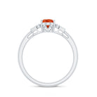 3/4 CT Natural Oval Cut Fire Opal Classic Engagement Ring with Diamond AAA - Rosec Jewels