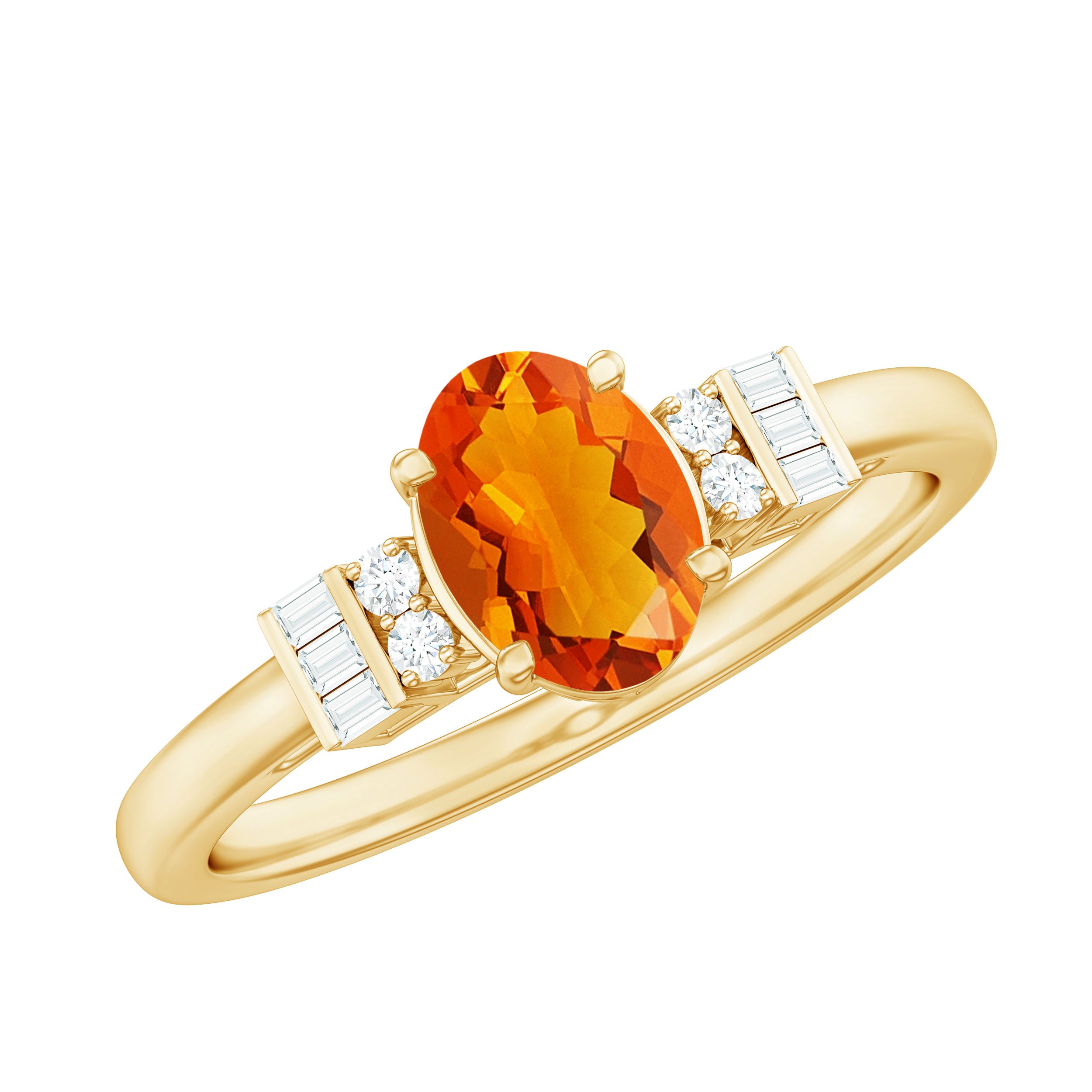 Rosec Jewels-3/4 CT Natural Oval Cut Fire Opal Classic Engagement Ring with Diamond