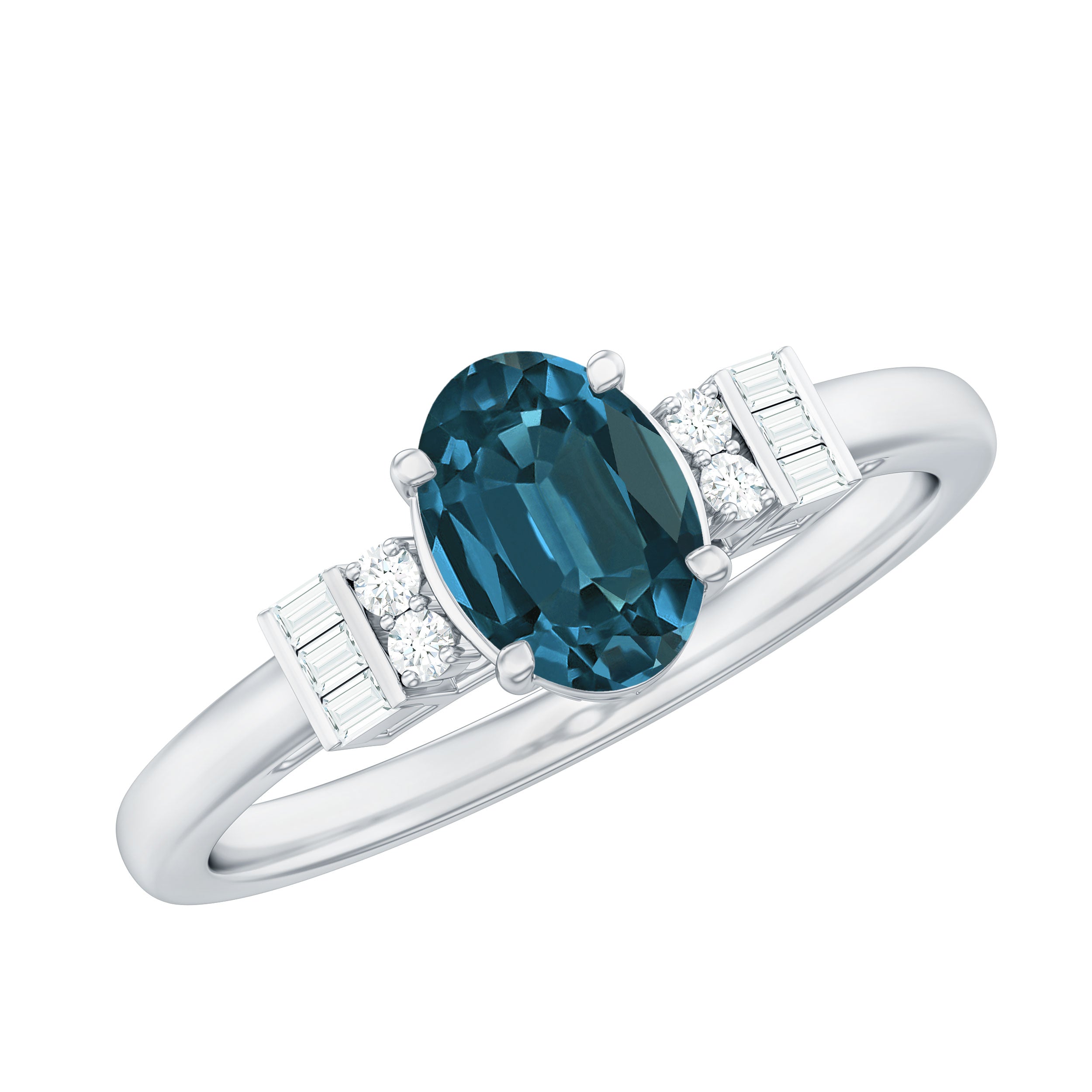 Oval Shaped London Blue Topaz Engagement Ring with Certificate