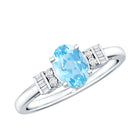 Oval Cut Aquamarine Classic Engagement Ring with Diamond AAA - Rosec Jewels