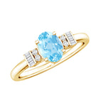 Oval Cut Aquamarine Classic Engagement Ring with Diamond AAA - Rosec Jewels