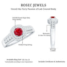 Antique Style Lab Ruby and Moissanite Double Halo Engagement Ring AAAA - Rosec Jewels