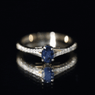 Rosec Jewels-Natural 0.6 Carat Blue Sapphire Minimal Engagement Ring with Diamond Split Shank
