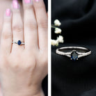 Rosec Jewels-Natural 0.6 Carat Blue Sapphire Minimal Engagement Ring with Diamond Split Shank