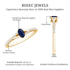 Rosec Jewels-Natural 0.6 Carat Blue Sapphire Minimal Engagement Ring with Diamond Split Shank