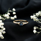 Rosec Jewels-Natural 0.6 Carat Blue Sapphire Minimal Engagement Ring with Diamond Split Shank