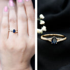 Rosec Jewels-Natural 0.6 Carat Blue Sapphire Minimal Engagement Ring with Diamond Split Shank
