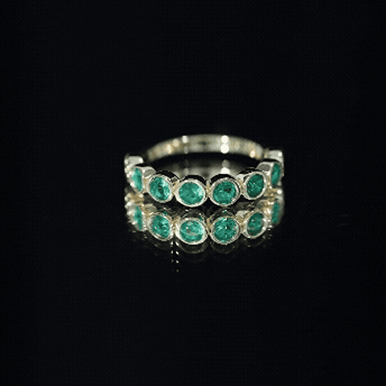 Rosec Jewels-Lab Created Emerald Half Eternity Ring 14K Gold Plated Silver