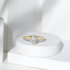 5X7 MM Pear Shaped Moissanite Halo Engagement Ring D-VS1 - Rosec Jewels