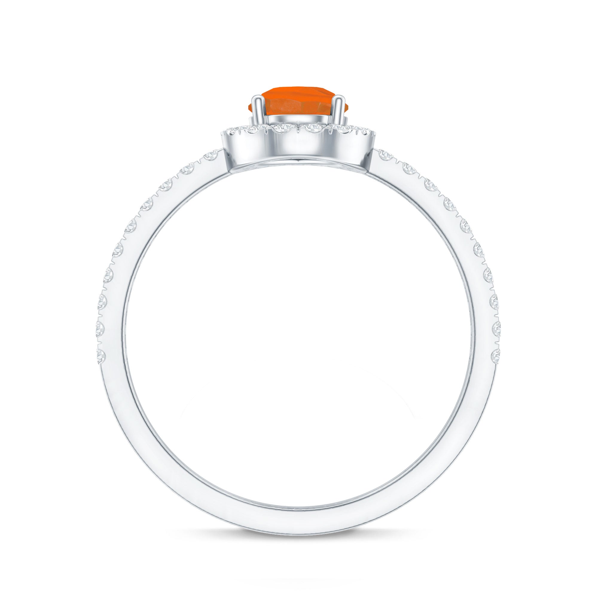 Rosec Jewels-Genuine Fire Opal Teardrop Ring with Diamond Halo