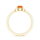 Rosec Jewels-Genuine Fire Opal Teardrop Ring with Diamond Halo